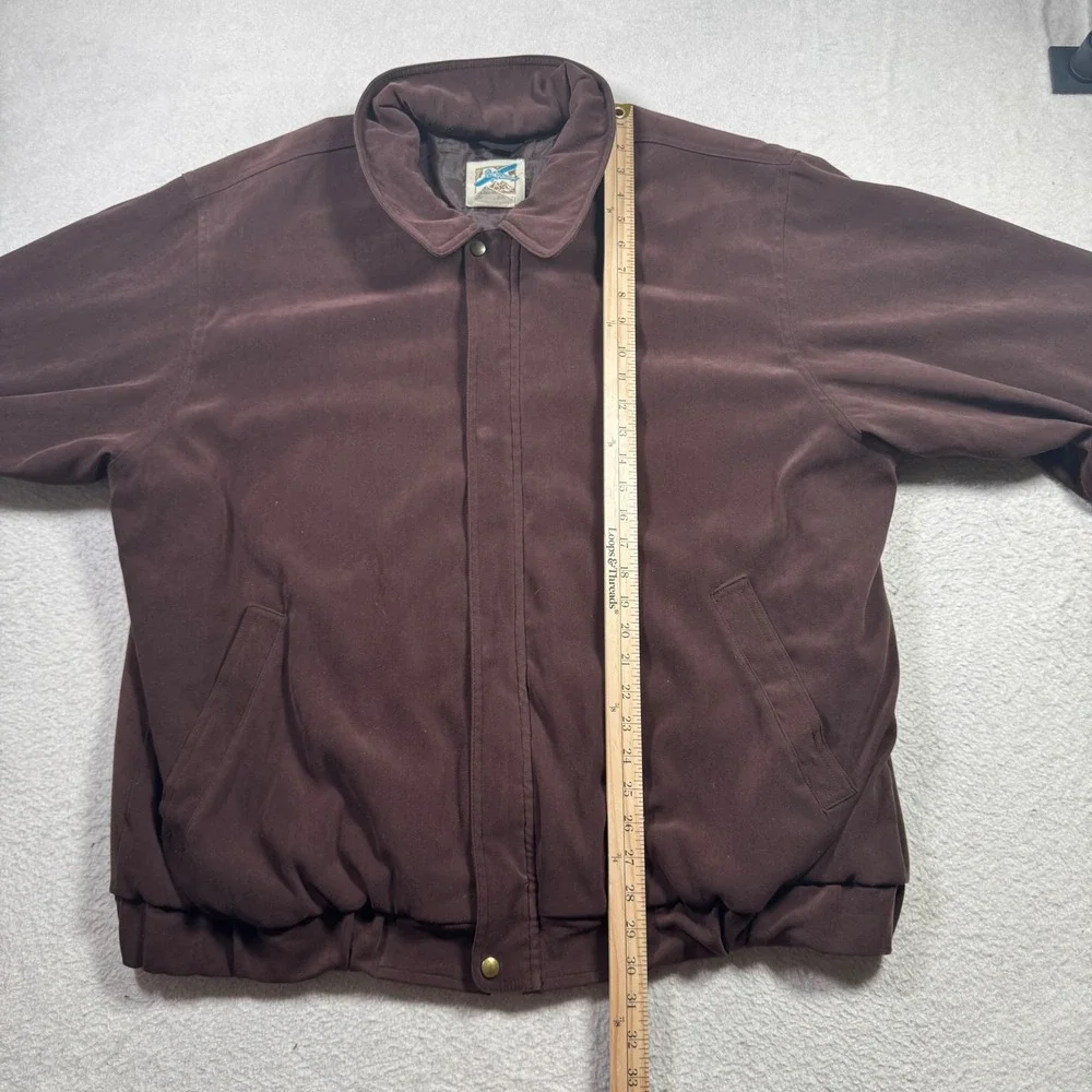 TravelSmith Bomber Jacket Mens XXL Brown Good Faux Suede Zip Up USA Made